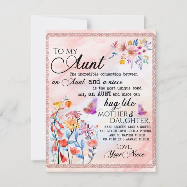 To My Aunt Gift, Butterfly Gift From Niece Invitation (Front)