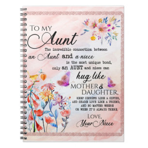 To My Aunt Gift, Butterfly Gift From Niece Notebook