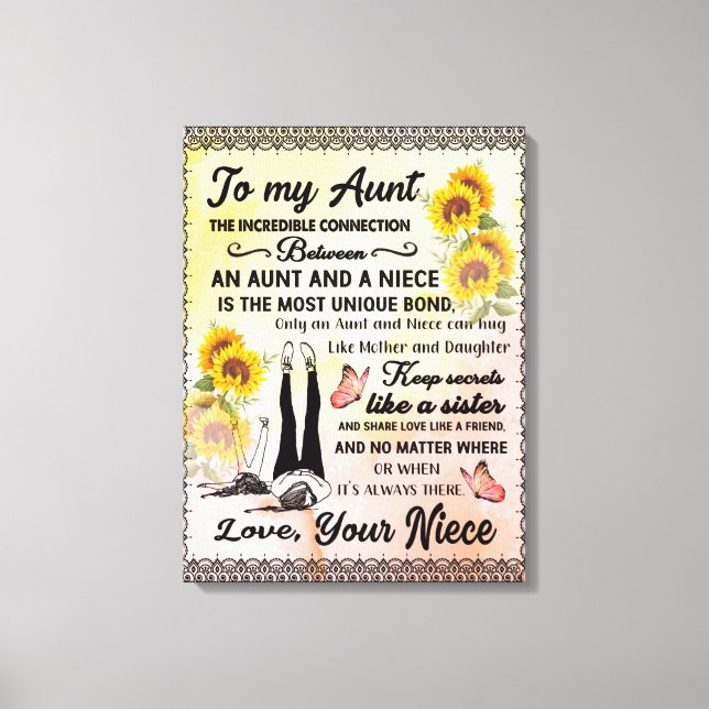 To My Aunt Gift, Sunflower Gift From Niece Canvas Print (Front)