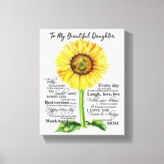 To My Beautiful Daughter Canvas Print (Front)