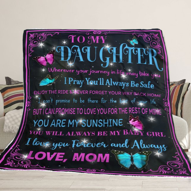 To My Beautiful Daughter, Gift From Mom Fleece Bla Blanket (Creator Uploaded)