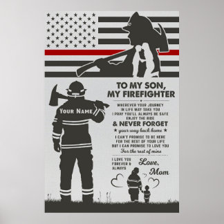 to my beautiful mom firefighter, mothers day gifts poster