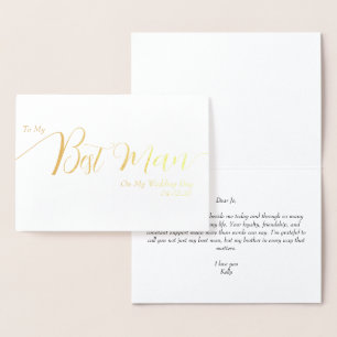 To My Best Man on My Wedding Day Elegant Script Foil Card