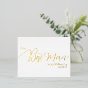 To My Best Man on My Wedding Day Elegant Script Foil Invitation Postcard