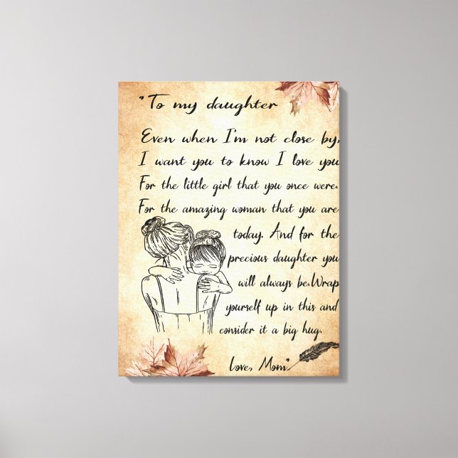 To My Daughter Birthday Gift, Cute Mom Baby Gift Canvas Print (Front)