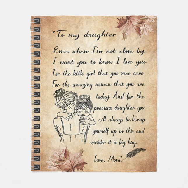 To My Daughter Birthday Gift, Cute Mom Baby Gift Fleece Blanket (Front)