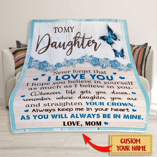 To My Daughter Blanket, Personalized Name Fleece Blanket (Creator Uploaded)