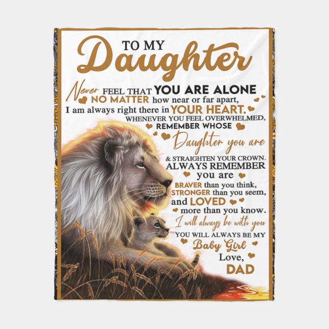 To My Daughter, Daughter Birthday Gift, Baby Girl Fleece Blanket (Front)
