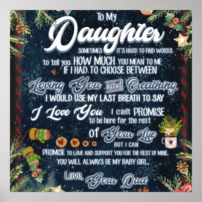 To My Daughter Gift, Christmas Letter To Daughter Poster (Front)