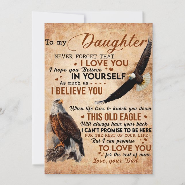 To My Daughter Gift, Dad And Daughter, Eagle Lover Holiday Card (Front)