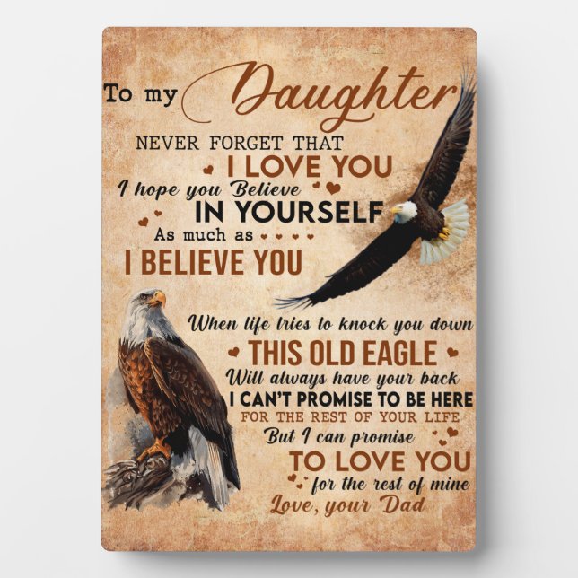 To My Daughter Gift, Dad And Daughter, Eagle Lover Plaque (Front)