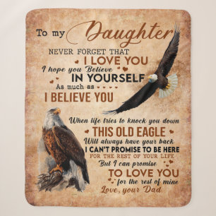 To My Daughter Gift, Dad And Daughter, Eagle Lover Sherpa Blanket