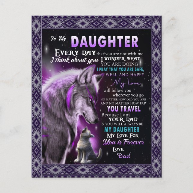 To My Daughter Gift, Daughter And Dad, Wolf Lovers Flyer (Front)