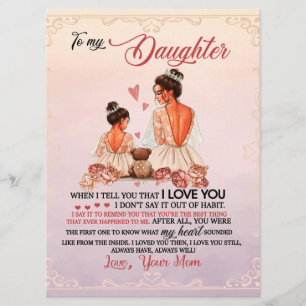 To My Daughter Gift, Daughter And Mom, Love Letter Menu