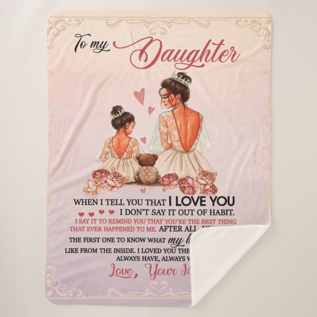 To My Daughter Gift, Daughter And Mom, Love Letter Sherpa Blanket (Front)