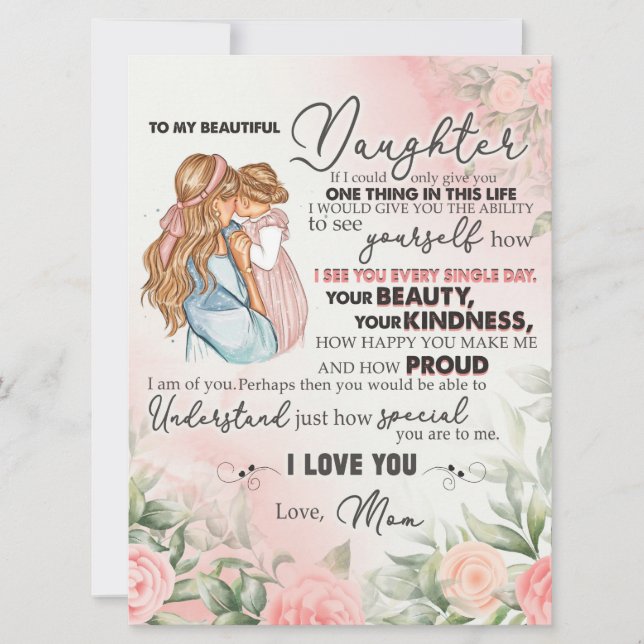 To My Daughter Gift, Love Letter Daughter And Mom (Front)