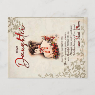 To My Daughter Gift, Love Letter Daughter And Mom Announcement Postcard