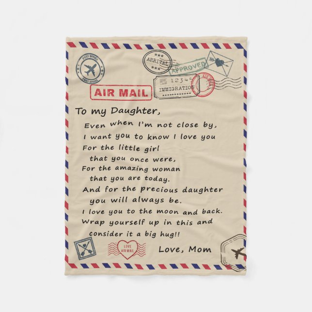 To My Daughter Gift, Love Letter Daughter And Mom Fleece Blanket (Front)