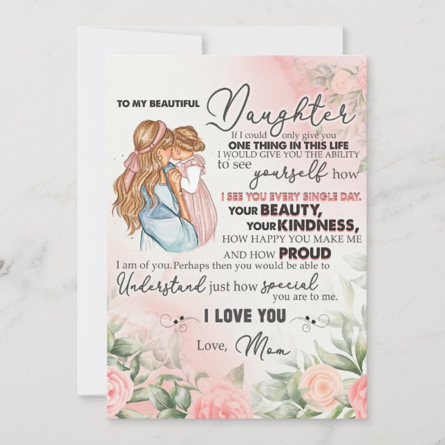 To My Daughter Gift, Love Letter Daughter And Mom Holiday Card (Front)