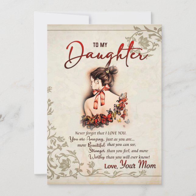 To My Daughter Gift, Love Letter Daughter And Mom Holiday Card (Front)