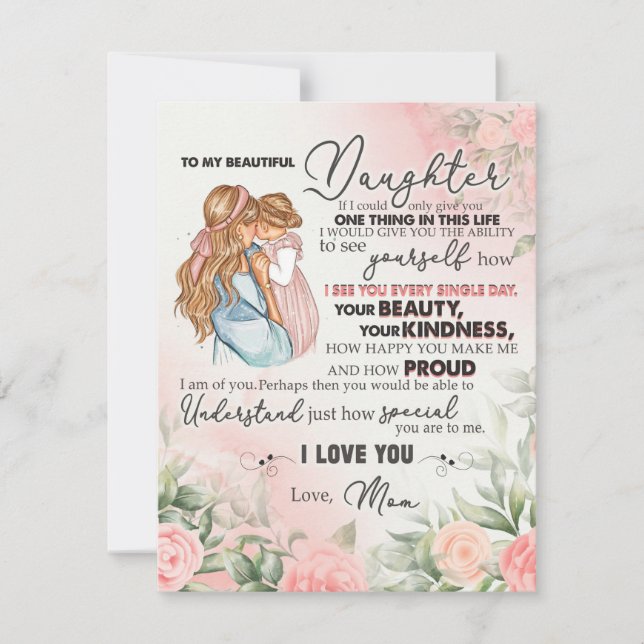 To My Daughter Gift, Love Letter Daughter And Mom Invitation (Front)