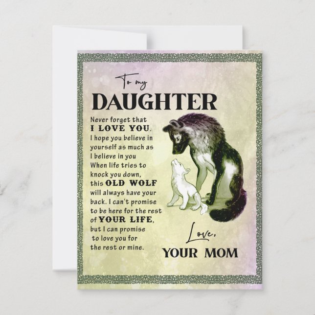To My Daughter Gift, Love Letter Daughter And Mom Invitation (Front)