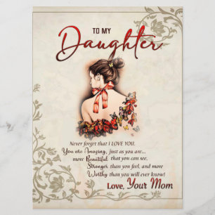 To My Daughter Gift, Love Letter Daughter And Mom Menu