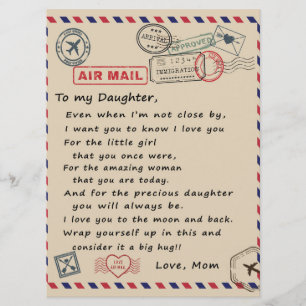 To My Daughter Gift, Love Letter Daughter And Mom Menu