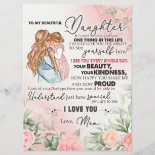 To My Daughter Gift, Love Letter Daughter And Mom Menu