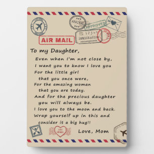 To My Daughter Gift, Love Letter Daughter And Mom Plaque