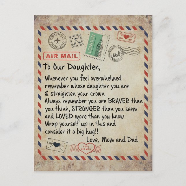 To My Daughter Gift, Love Letter To Our Daughter Postcard (Front)