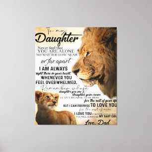 To My Daughter Lion Family Gift, Daughter Birthday Canvas Print