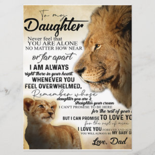 To My Daughter Lion Family Gift, Daughter Birthday Menu