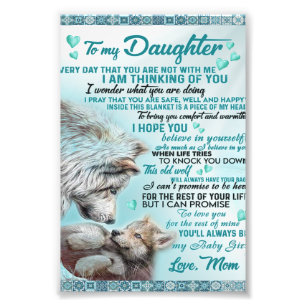 To My Daughter Lion Family Gift, Daughter Birthday Photo Print