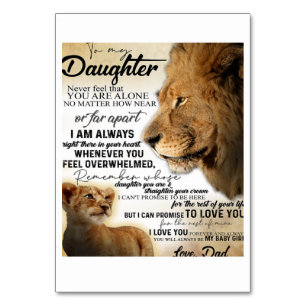 To My Daughter Lion Family Gift, Daughter Birthday Table Number