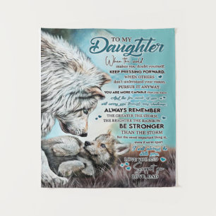 To My Daughter Lion Family Gift, Daughter Birthday Tapestry