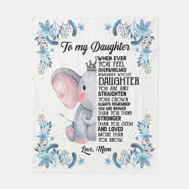 To My Daughter- Love, Mom Fleece Blanket (Front)