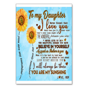 To my daughter   Special letter to my daughter Table Number