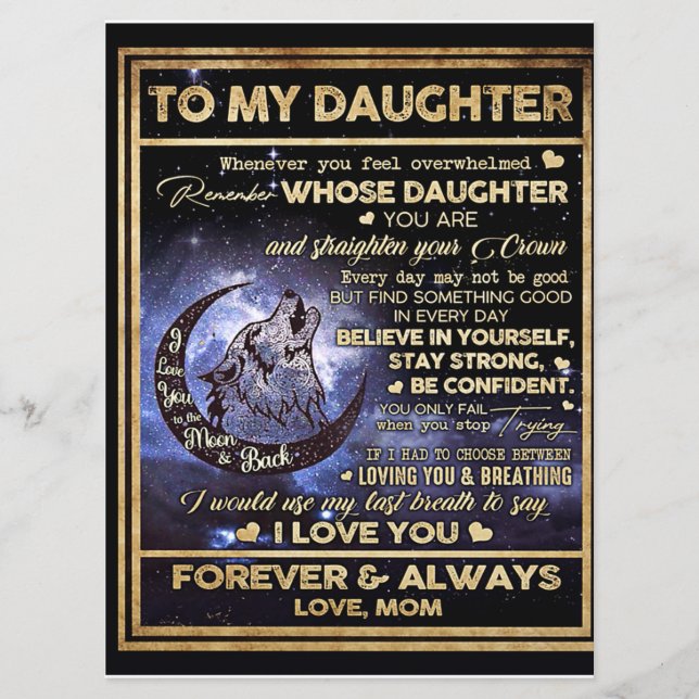 To My Daughter Wolf Birthday Gift, Funny Gift Menu (Front)
