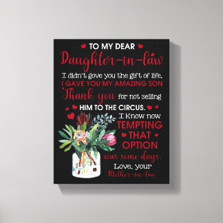 To My Dear Daughter In Law Canvas Print