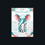 To My Elephant Daughter Gift, Daughter Birthday Canvas Print<br><div class="desc">To My Elephant Daughter Gift,  Daughter Birthday</div>