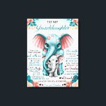 To My Elephant Daughter Gift, Daughter Birthday Canvas Print<br><div class="desc">To My Elephant Daughter Gift,  Daughter Birthday</div>