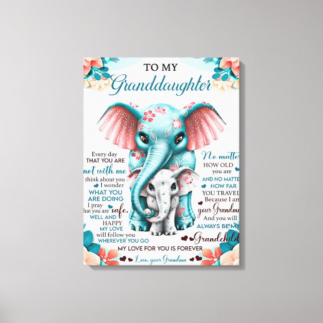 To My Elephant Daughter Gift, Daughter Birthday Canvas Print (Front)