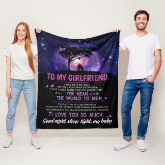 To My Girlfriend Blanket, You Mean The World To Me Fleece Blanket