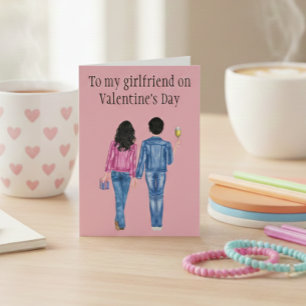 To my Girlfriend on Valentine's Day Watercolor Holiday Card