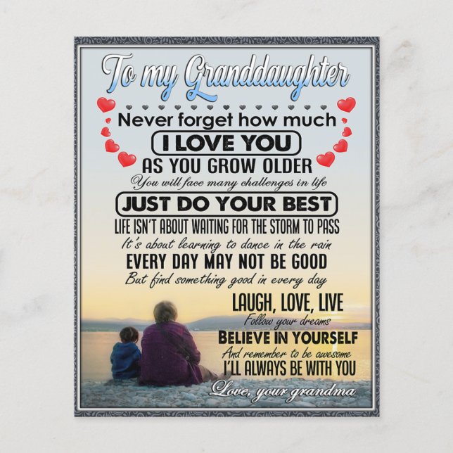 To My Granddaughter, Baby Girl Birthday Gift Idea Flyer (Front)