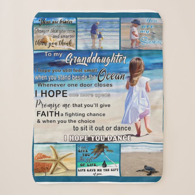 To My Granddaughter Beach And Sea My Sunshine Sherpa Blanket (Front)