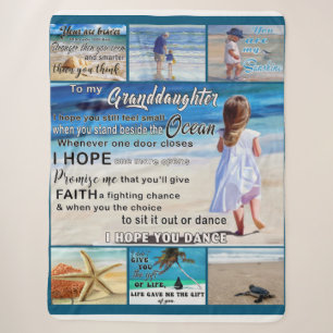 To My Granddaughter Beach And Sea My Sunshine Sherpa Blanket