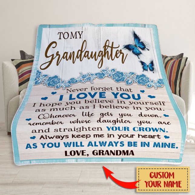 To My Granddaughter Blanket, Personalized Name Fleece Blanket (Creator Uploaded)