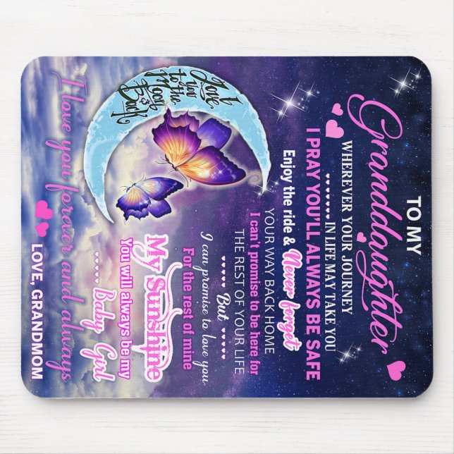 To My Granddaughter Butterflies Birthday Gift Idea Mouse Pad (Front)